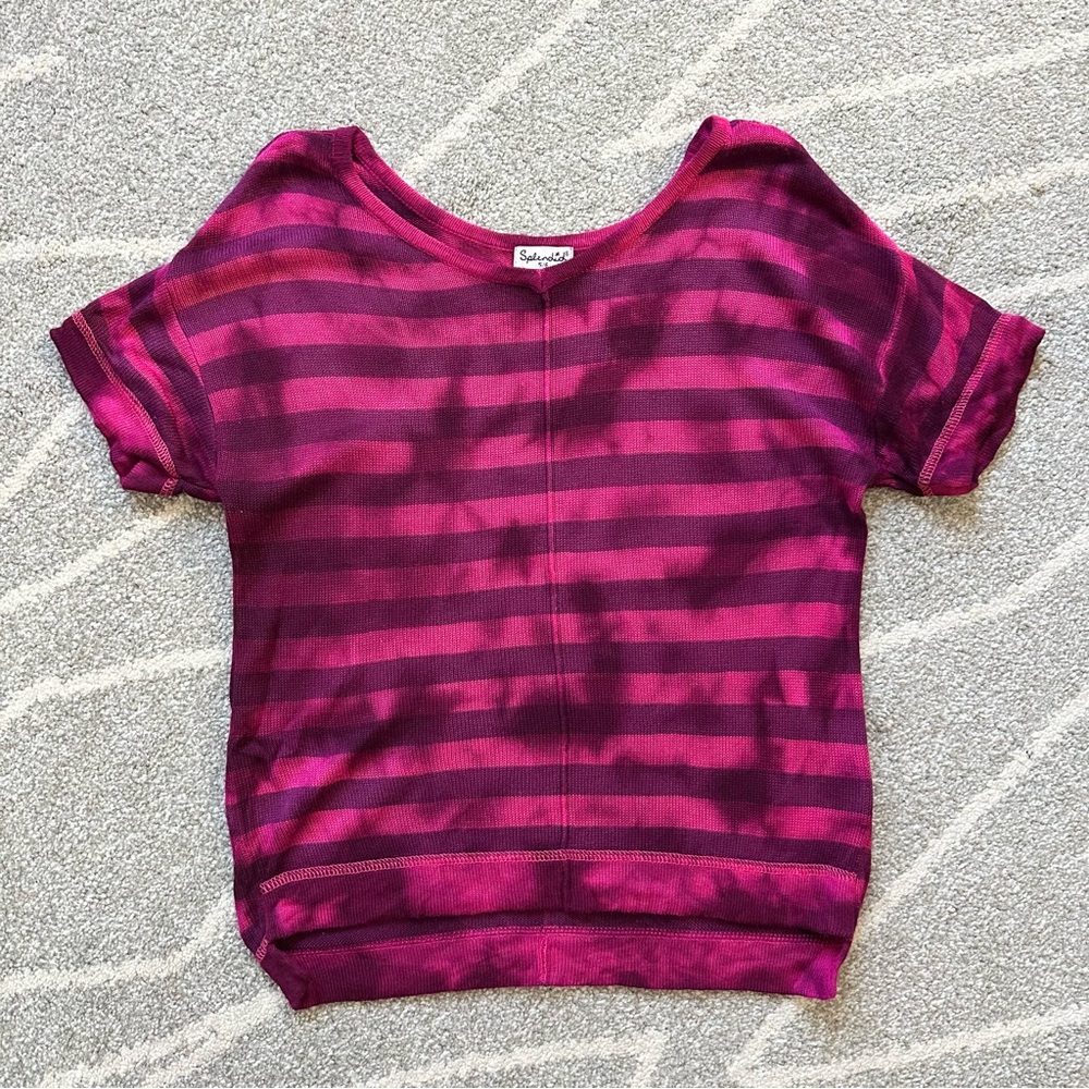 Splendid Hot Pink Striped Short Sleeve Knit Top Girls 5/6